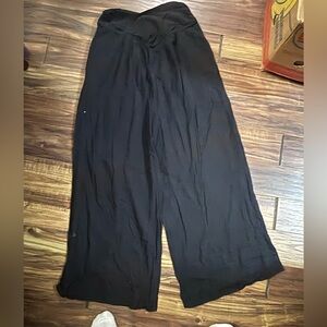 Free people black large wide leg balloon cinched elastic waist pockets oversized